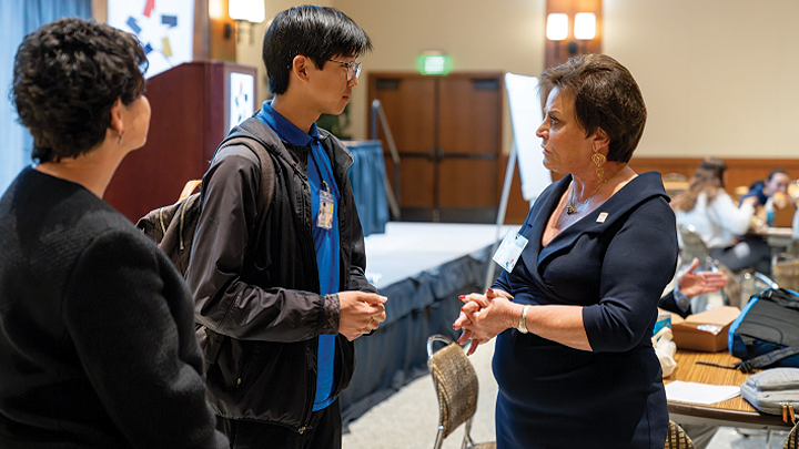 Entrepreneur and philanthropist Wendy Gillespie urged students to prepare for big opportunities coming to the region. (Credit Nik Hoffman)