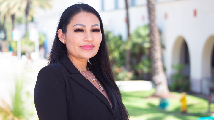 2024 grad Vanessa Romero poses for photograph at SDSU