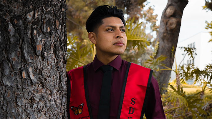 SDSU graduate Javier Diego Jacinto photographed at the campus