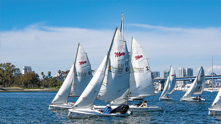 SDSU alumnus Peter Phillips and fellow Challenged Sailors compete in the 2023 Helly Hansen Sailing World regatta on Glorietta Bay (Courtesy Peter Phillips)