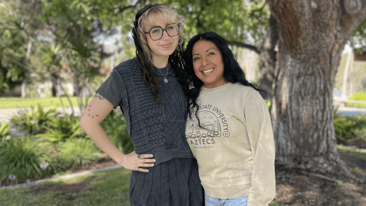 Sophie Vratsinas (left) and Ana Angel Aguilar share a bond as ITEP students and aspiring special education preschool teachers. (SDSU)