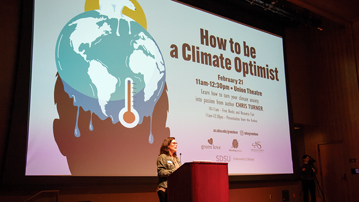 Sciences and sustainability librarian Sarah Tribelhorn at the SDSU Sustainability Summit. (SDSU)