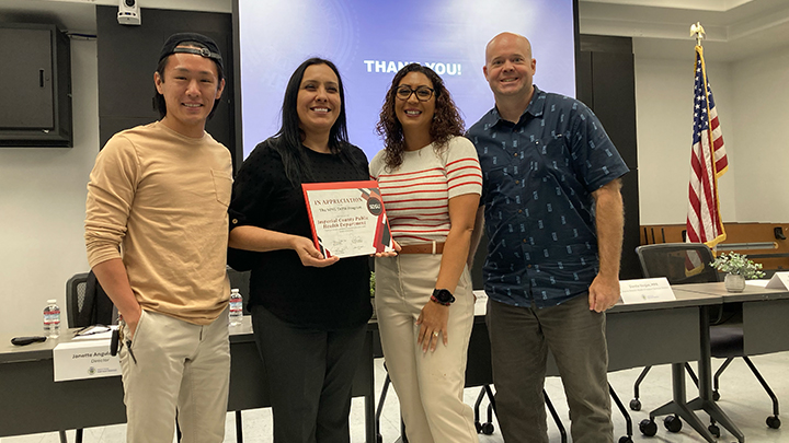 SDSU DrPH students present a certificate of appreciation to Janette Angelo, Imperial County Public Health Department director (SDSU).