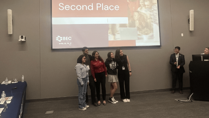 Eric Curiel (second from left) alongside his team members who won second place for their business plan at the Border Entrepreneurial Challenge. (Liliana Vizcarra Noble)