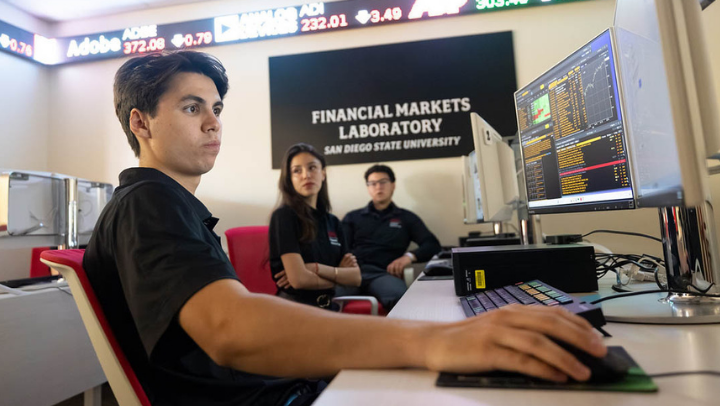 The Financial Markets Laboratory was established within the Fowler College of Business in 2012. (Andre Young/SDSU)