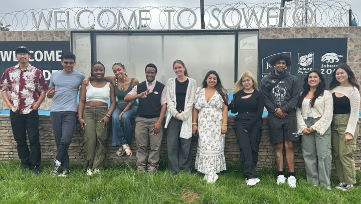Tasha Murphy, (center) an SDSU criminal justice major, traveled to South Africia for an immersive comparative studies program. (Courtesy photo)   