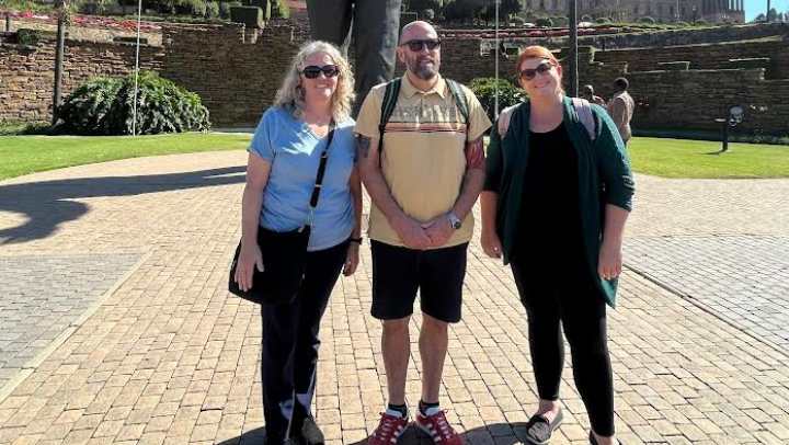 Shawn Flanigan, Paul Kaplan, and Kim Kras in Pretoria. (Courtesy of Shawn Flanigan).