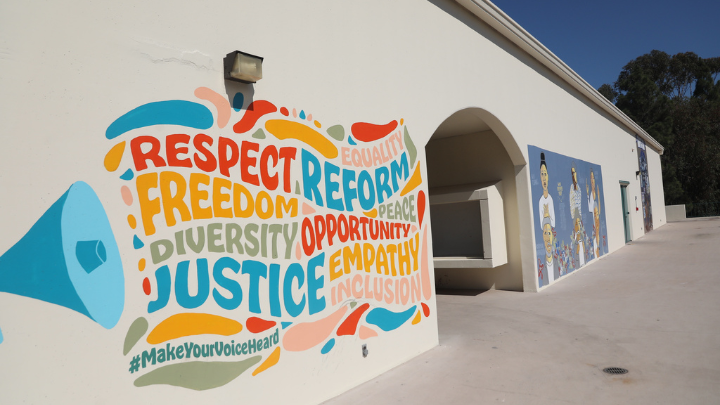 a mural on the side of a building