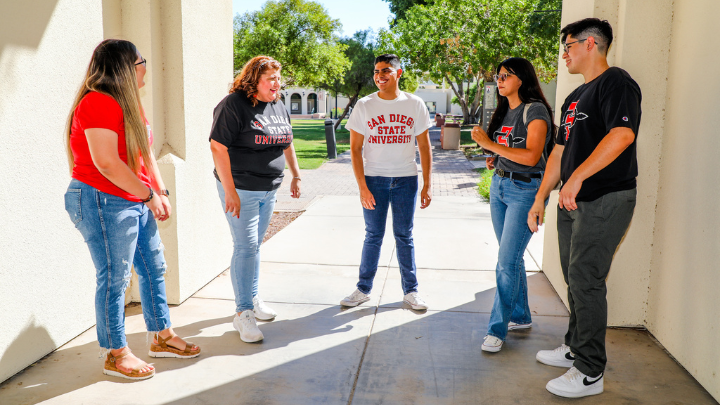students talking in a group