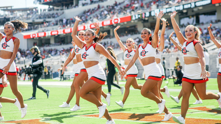 cheerleaders waving